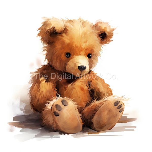 12 High Quality Designs of Watercolour Teddy Bears Art 12  JPGs - Digital Print, Watercolour, Wall Art, Commercial Use - Digital Download