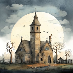 12 High Quality Designs of Clip Art Heavenly Churches 12 JPGs - Print, Watercolour, Wall Art, Commercial Use - Digital Download