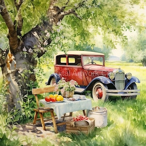 12 High Quality Designs of Summer Picnics Clip Art 12 JPGs - Digital, Print , Watercolour, Wall Art, Commercial Use - Digital Download