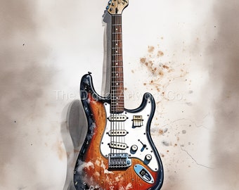 Guitar Clip Art: Watercolor Designs, Commercial Use (Digital Download)