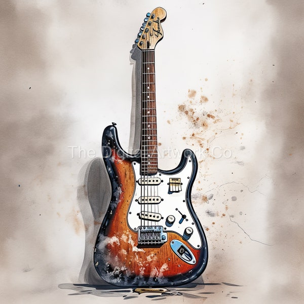 12 High Quality Designs of Epic Guitars Clip Art 12 JPGs  Digital Download-  Journaling, Watercolour, Wall Art, Commercial Use