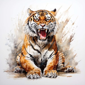16 High Quality Designs of Watercolour Tigers Clip Art 16  JPGs - Digital Print, Watercolour, Wall Art, Commercial Use - Digital Download