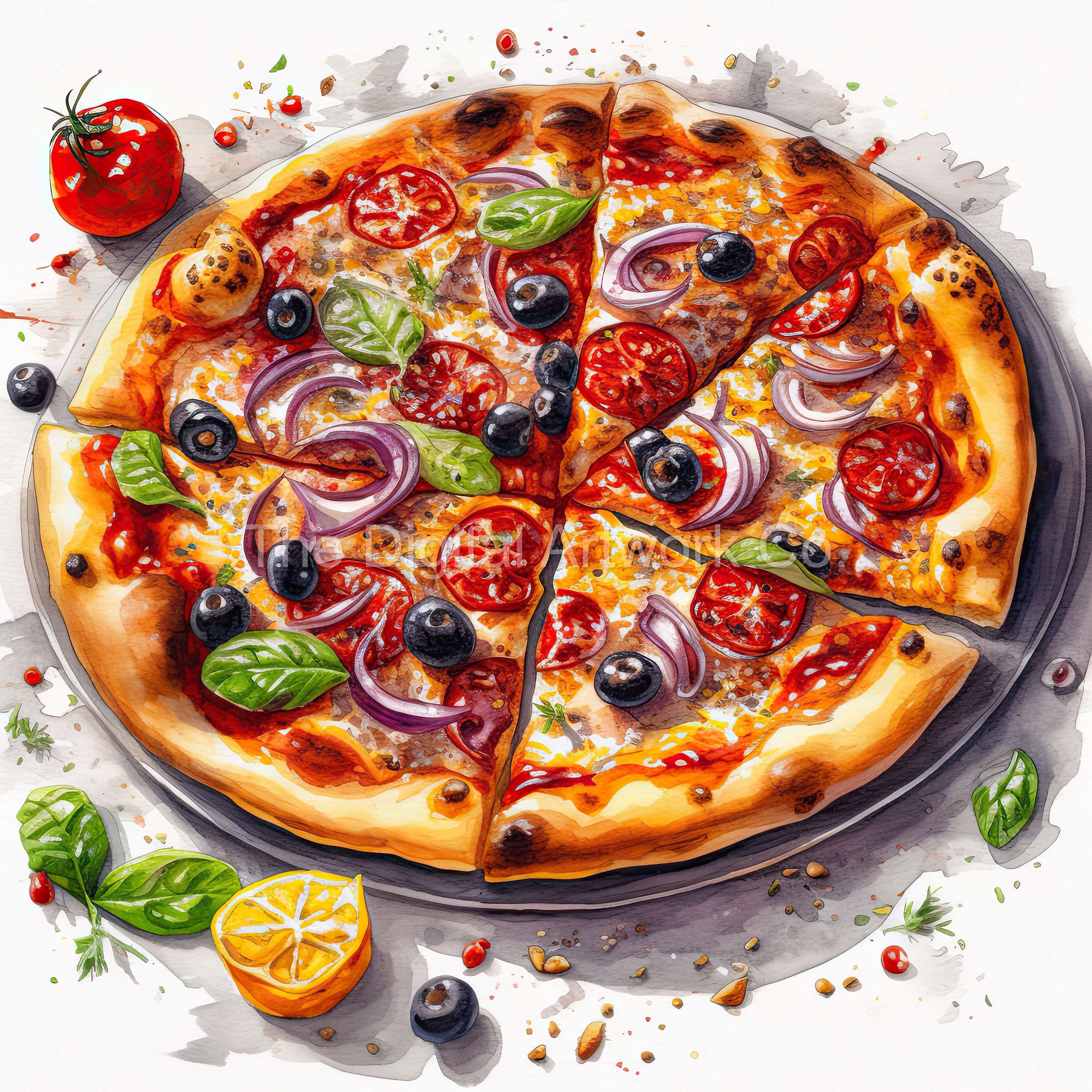 Pizza Watercolor Clip Art – 12 JPG Designs (digital Download) - Etsy