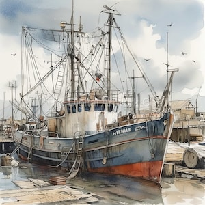 Posters Trawler Fishing Boat Wall Art Coastal Old Boat Wall Art Sport  Fishing Boat Wall Art Canvas Art Posters Painting Pictures Wall Art Prints Wall  Decor for Bedroom Home Office Decor Party