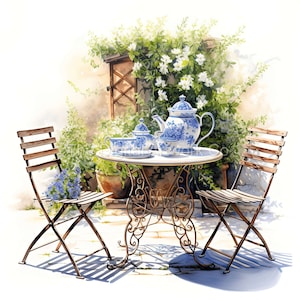 15 High Quality Designs of Garden Courtyards  Clip Art 12 JPGs - Print, Watercolour, Wall Art, Commercial Use - Digital Download