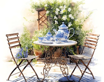 15 High Quality Designs of Garden Courtyards  Clip Art 12 JPGs - Print, Watercolour, Wall Art, Commercial Use - Digital Download