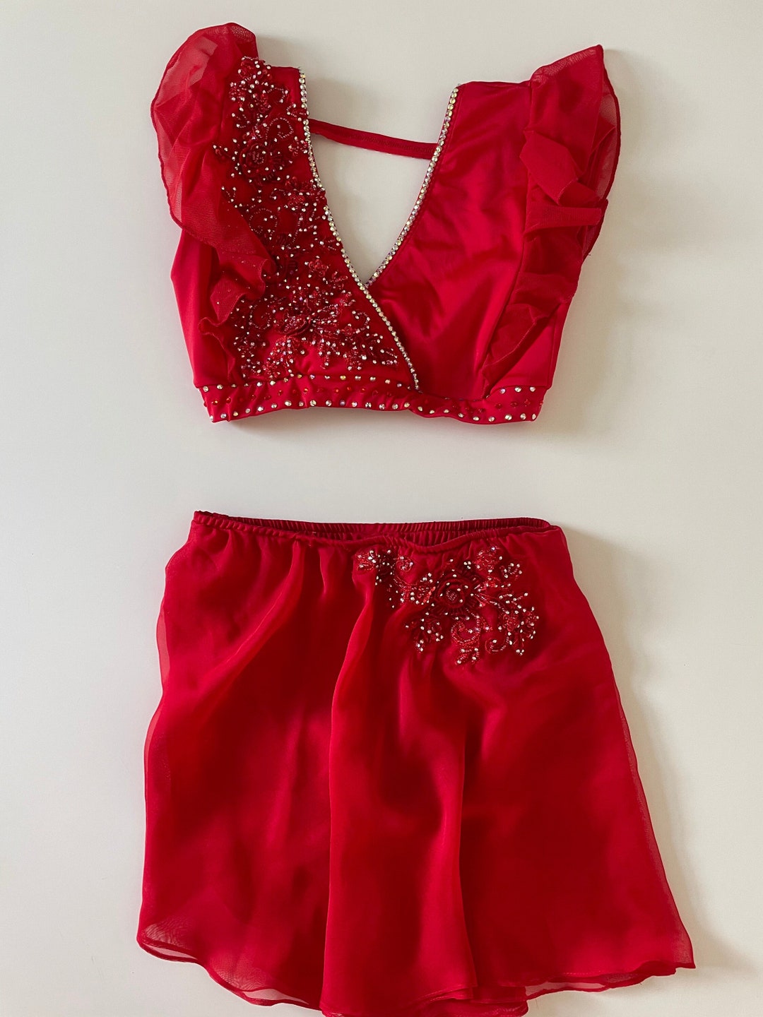 READY TO SHIP Custom Red Lyrical/contemporary Dance Costume - Etsy UK