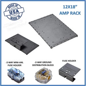 12x18&quot; Amplifier Rack Amp Holder Amp base Dual Fuse holder car audio stereo subwoofer enclosure accessory speaker box car audio home audio