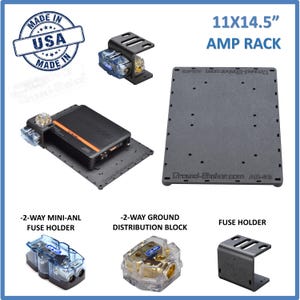 11X14.5 Amplifier Rack Amp Holder Amp base Dual Fuse holder car audio stereo subwoofer enclosure accessory speaker box car audio home audio