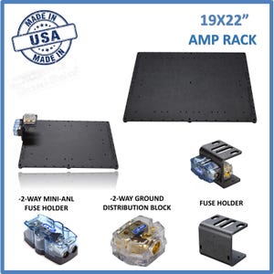 Amp Rack Amp Holder Amp base Amplifier Holder size 19x22 + Fuse Holder car audio subwoofer enclosure accessories speaker box home audio