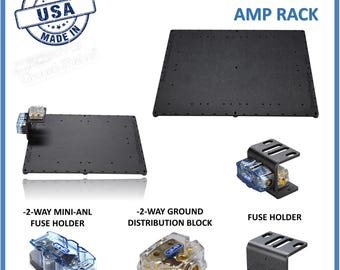 Support d'ampli pour rack, base d'ampli, support d'amplificateur taille 19x22 + porte-fusible, accessoires de boîtier de subwoofer, boîtier d'enceintes audio domestique