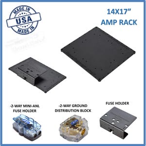 Amp Rack Amp Holder Amp base Amplifier Holder size 14x17 + Fuse Holder car audio Ground Shaker Subwoofer Enclosure Accessories Speaker Box