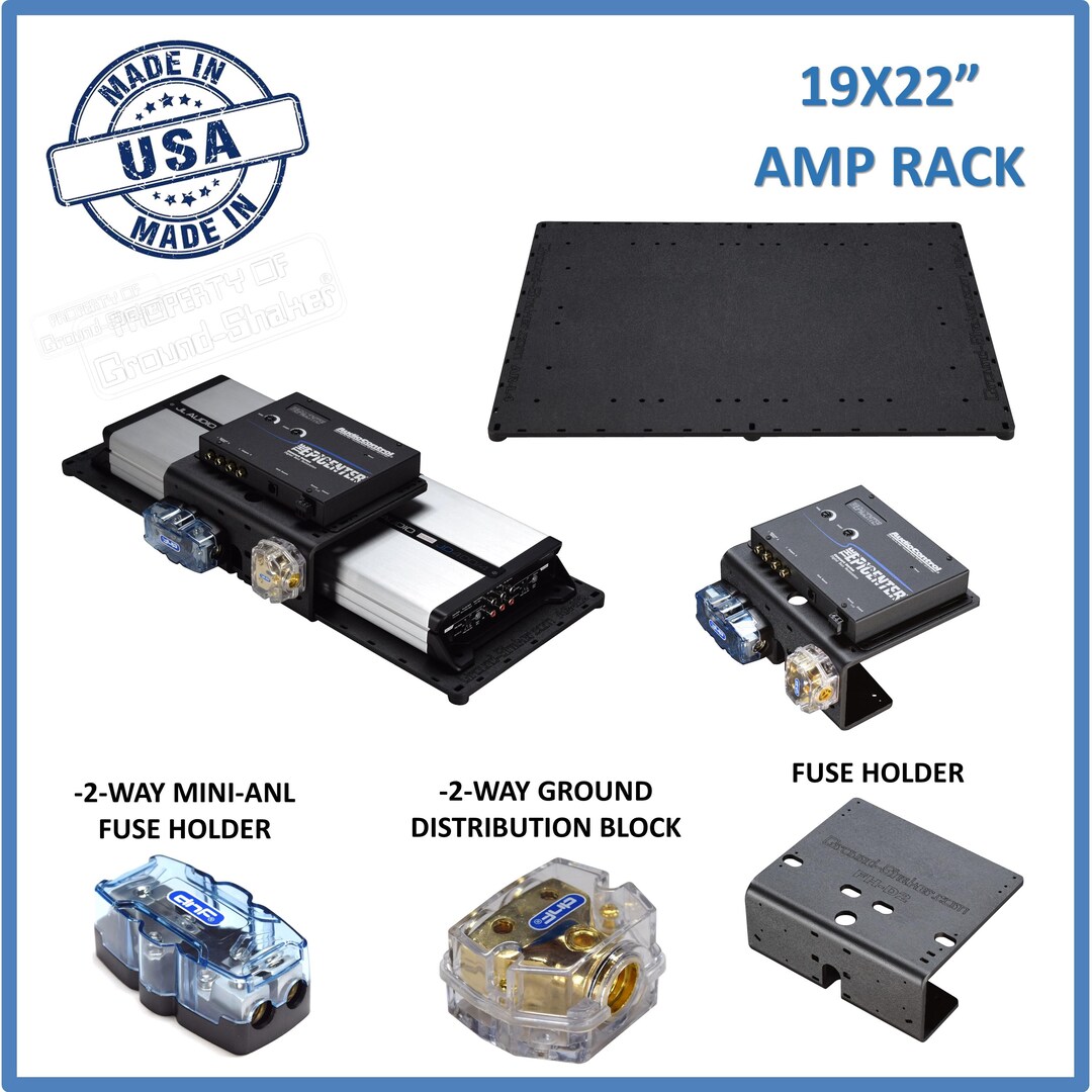 Amprx Rack Mount Amp Rack Amp Holder Amp Base Amplifier Holder Size 19x22 + Fuse Holder ...