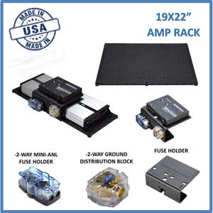 Amp Rack Amp Holder Amp base Amplifier Holder size 19x22 + Fuse Holder car audio subwoofer enclosure accessories speaker box home audio