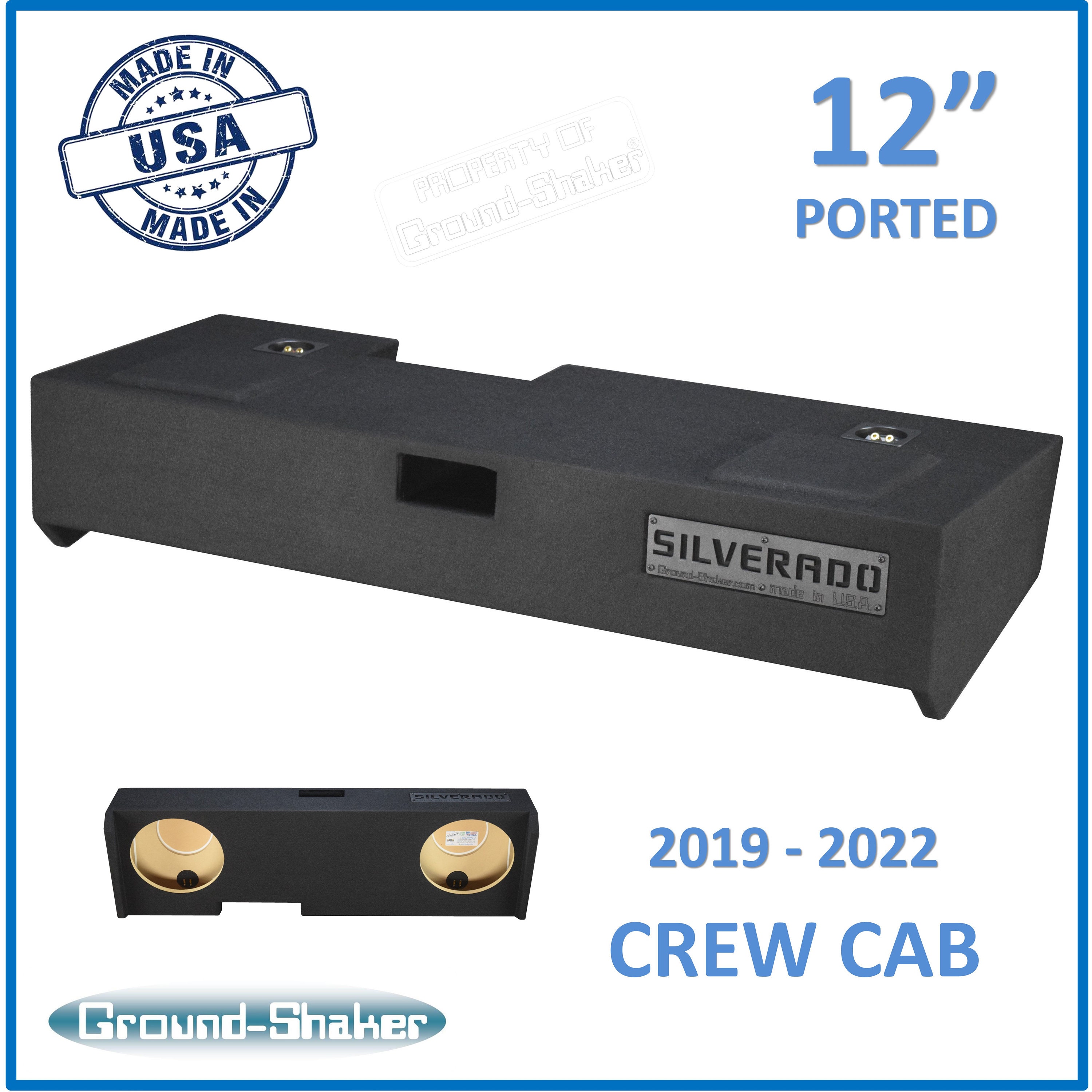 Chevy Silverado 2019-2023 Crew Cab 12" sub box Subwoofer Enclosure car Audio