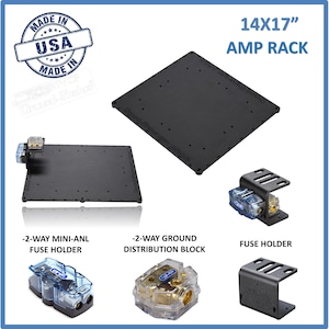 Amp Rack Amp Holder Amp base Amplifier Holder size 16x21 + Fuse Holder car audio subwoofer enclosure accessories speaker box home audio