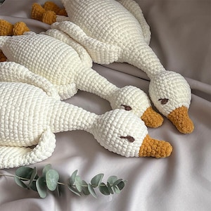 Jouet d&#39;oie au crochet, peluche douce, peluche d&#39;oie, peluche d&#39;oie pour bébé, cadeau de baby shower, doudou d&#39;oie endormie, doudou amigurumi