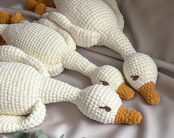 Crochet goose toy, soft snuggler toy, stuffed animal goose toy,baby plush goose toy,baby shower gift,sleeping goose toy,amigurumi cuddle toy