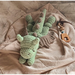 Crochet dragon toy,soft snuggler stuffed dragon,newborn baby gift comforter, baby shower gift, dragon sleeping toy, nursery decor,cuddle toy 103 - Asparagus