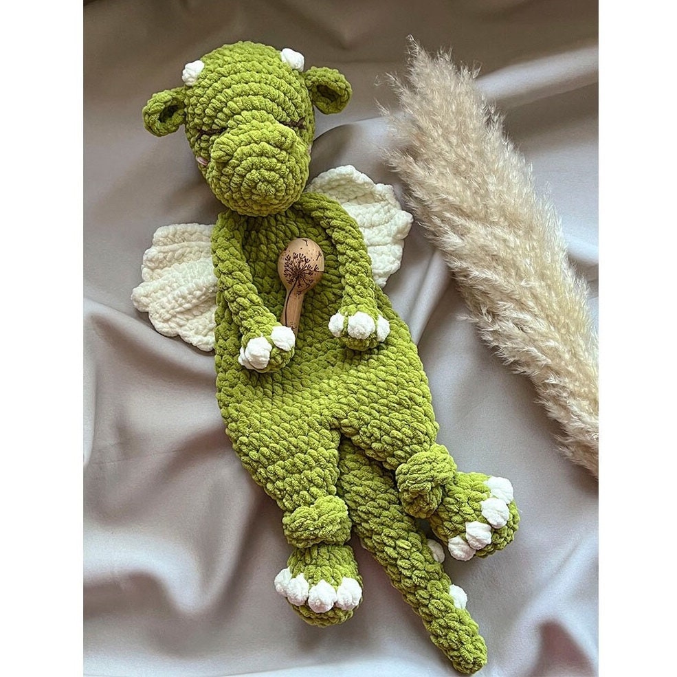Crochet dragon lovey, soft snuggler toy, stuffed animal, baby dragon comforter, baby shower gift,dragon sleeping toy,baby cuddle blanket toy