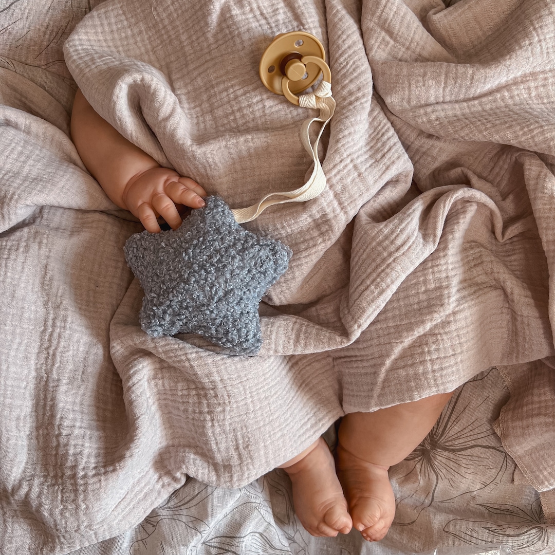 Star Fabric Rattle Toy, Soft Pacifier Attachment, Pacifier Holder ...