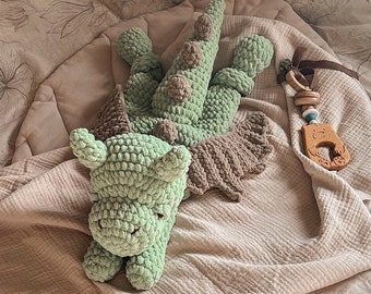 Crochet dragon toy,soft snuggler stuffed dragon,newborn baby gift comforter, baby shower gift, dragon sleeping toy, nursery decor,cuddle toy