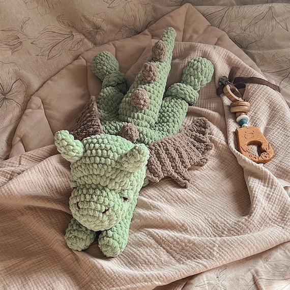 Crochet dragon toy,soft snuggler stuffed dragon,newborn baby gift comforter, baby shower gift, dragon sleeping toy, nursery decor,cuddle toy