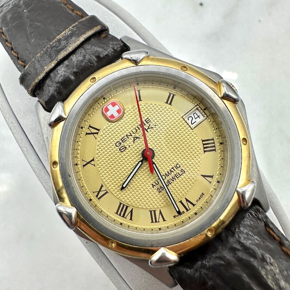 Vintage Men's Rare S.A.K. Wenger Automatic 25 Jewels Gold / Silver