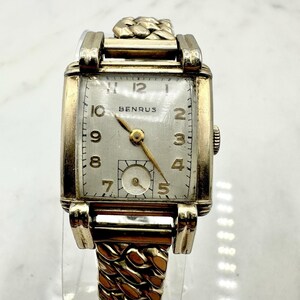 Vintage Working Art Deco Benrus 17 Jewels 10k Rolled Gold Plate Men's Watch Tank 25mm image 2