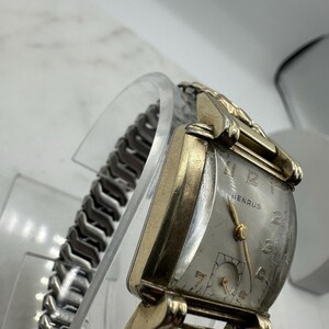 Vintage Working Art Deco Benrus 17 Jewels 10k Rolled Gold Plate Men's Watch Tank 25mm image 4