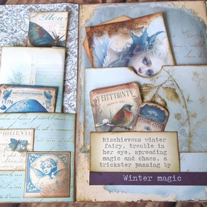 Fairy junk journal folio printable, shabby junk journal digital kits, winter ephemera, fantasy ephemera, printable fairy junk journal kit