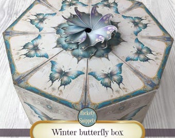 Butterfly box printable, butterfly gift box, junk journal digital kit, DIY box, butterfly scrapbook box template, paper craft gift box