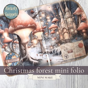 Trifold folio kit Christmas junk journal, mini printable, mini junk journal kit, Christmas craft ideas, scrapbook ephemera, enchanted forest