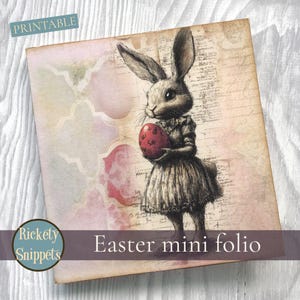 Mini folio kit junk journal printables, mini junk journal kit, Easter paper craft, scrapbook ephemera set,  pocket folio kits