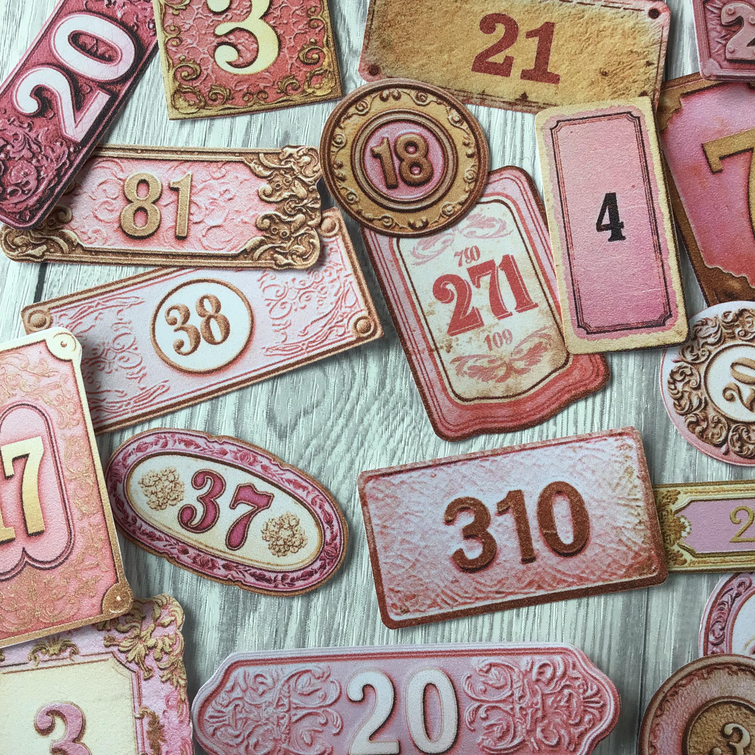 Pink Number Labels Pink Junk Journal Labels, Vintage Numbers, Pink Scrapbook Ephemera ...