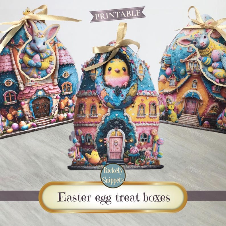 Easter Treat Box, Printable House Kit, Easter Treat Bags, Easter Craft ...