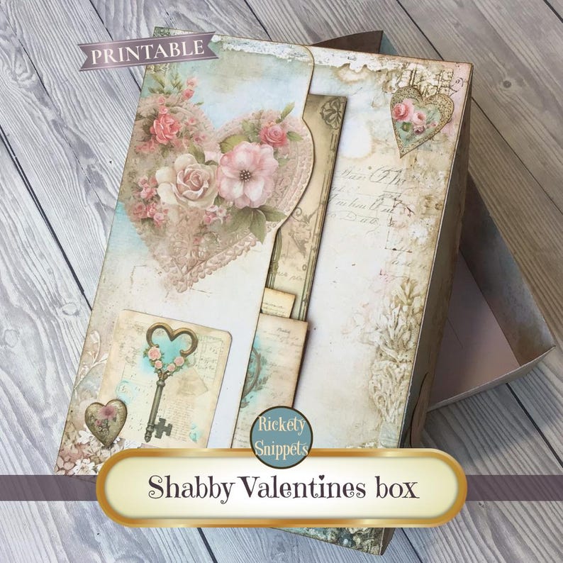Shabby Valentine Ephemera Box | Decorative Gift Box for Junk Journals ...