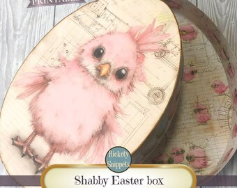Printable Easter box kit, DIY printable gift box, Easter scrapbook ephemera box, Easter gift box, egg hunt printable box design, chick box