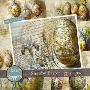 Easter junk journal pages vintage, downloadable Easter papers, shabby Easter eggs paper, printable scrapbook kit, Easter collage paper kit