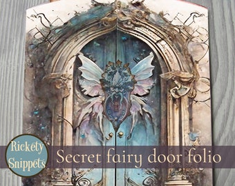 Fairy junk journal kit, junk journal folio kit, fantasy junk journal printables, magical fairy door printable, fairy ephemera digital