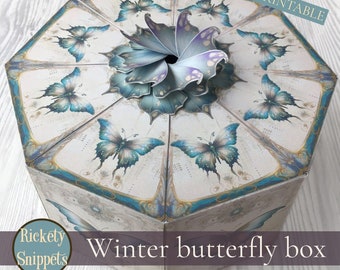 Butterfly box printable, butterfly gift box, junk journal digital kit, DIY box, butterfly scrapbook box template, paper craft gift box
