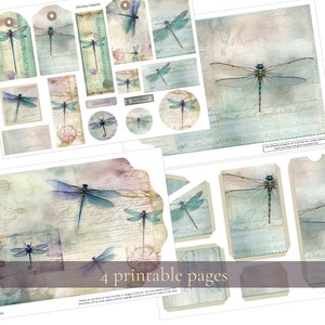 Dragonfly Printable Folio Kit, Dragonfly Junk Journal Digital Printable ...