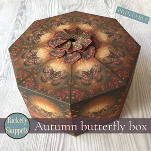 DIY box, paper craft gift box, butterfly gift box, butterfly box printable, junk journal digital kit, butterfly scrapbook box template,