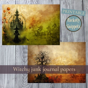Witch junk journal papers | Halloween junk journal | printable junk journal pages | downloadable creepy vintage witchy papers