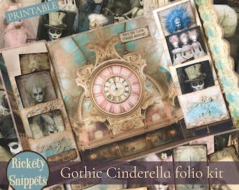 Gothic fairytale folio junk journal kit | Printable set of fantasy fairy tale ephemera and grungy vintage pockets, tags and journaling cards