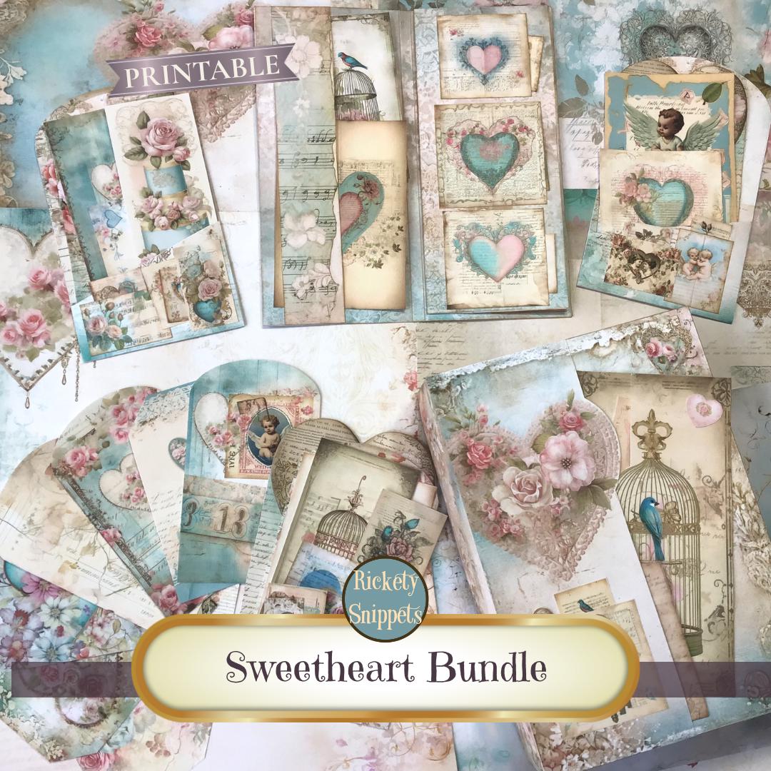 Shabby Valentine Junk Journal Bundle Printable, Vintage Folio Kit ...