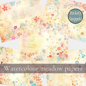 Meadow flowers junk journals paper, spring paper crafts, junk journal digitals, collage papers digital, background papers printables
