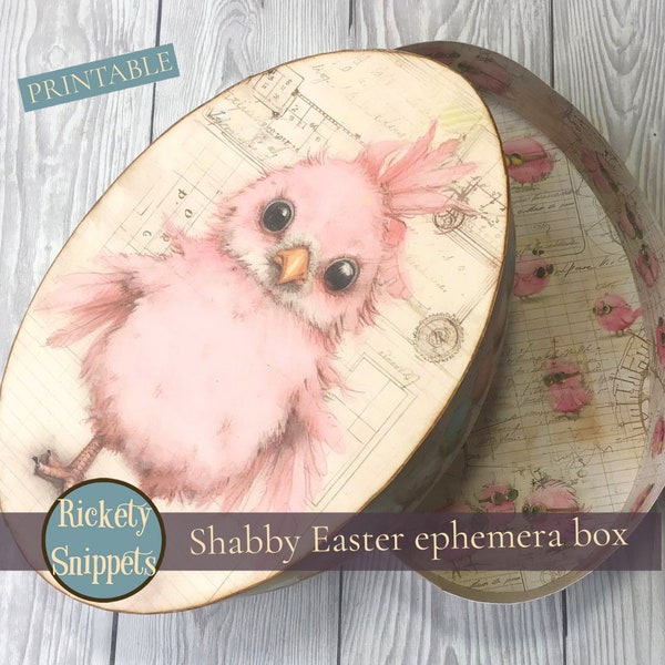 Printable Easter box kit | DIY gift box with Easter scrapbook ephemera | video junk journal tutorial | grungy Easter gift box| egg hunt box