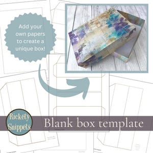 Printable box template, junk journal printables, ephemera box, blank box templates, DIY box digital, folio box kit, printable box design