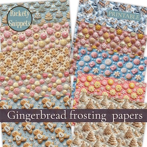 Gingerbread paper printable, gingerbread junk journal digital paper, Christmas junk journal printable papers, Christmas scrapbook digital